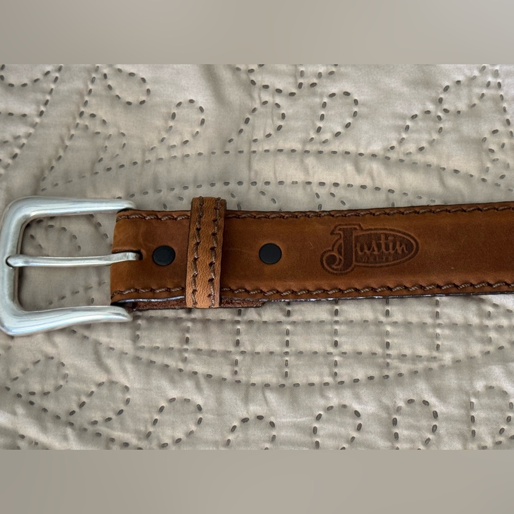 Justin Tan Leather Belt NWOT - Picture 2 of 6